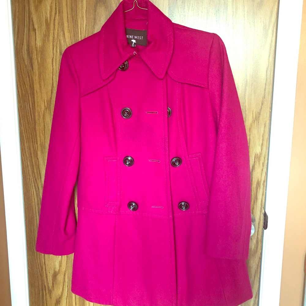 Nine West Dark Pink Coat Size 8 (Pre-Owned)